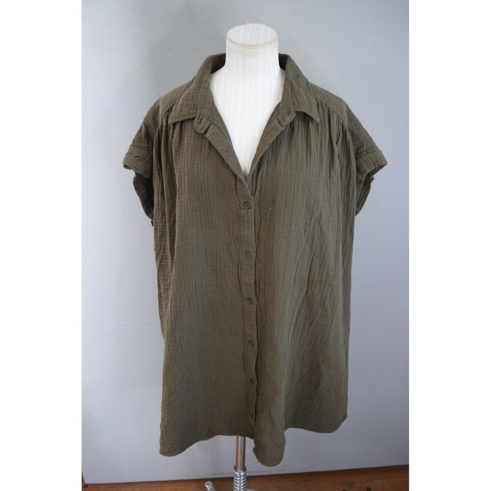 Little Moon AirPlush Cotton™ Lakehouse Dress Medium Olive Green Button